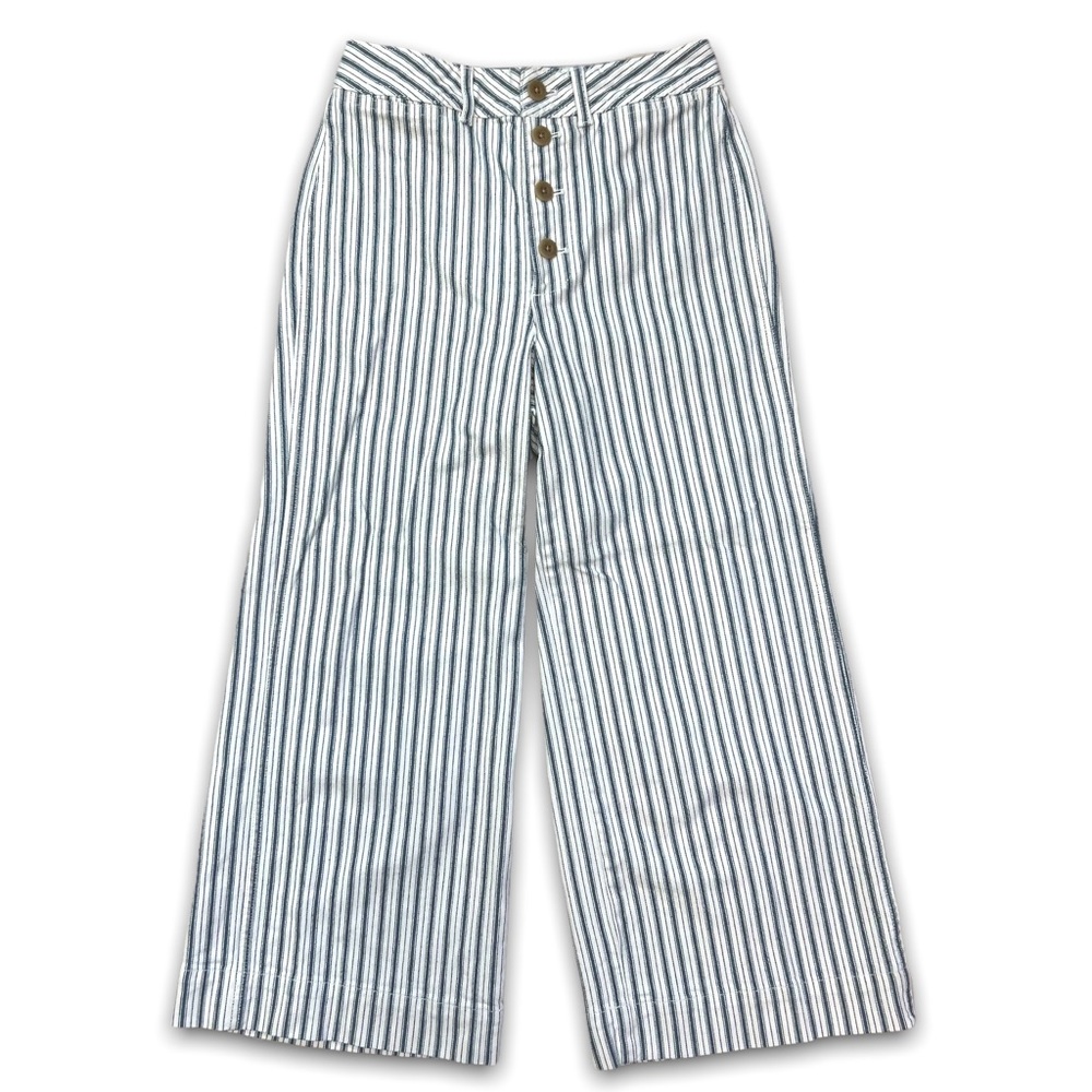 NEW Madewell Emmett wide leg crop blue striped pants size 27